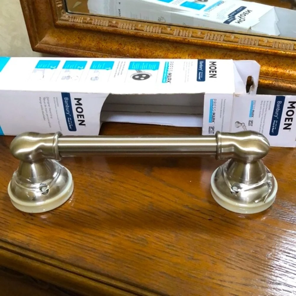New Moen designer handgrip. Banbury brushed nickel. 9” length x  0.875” around.